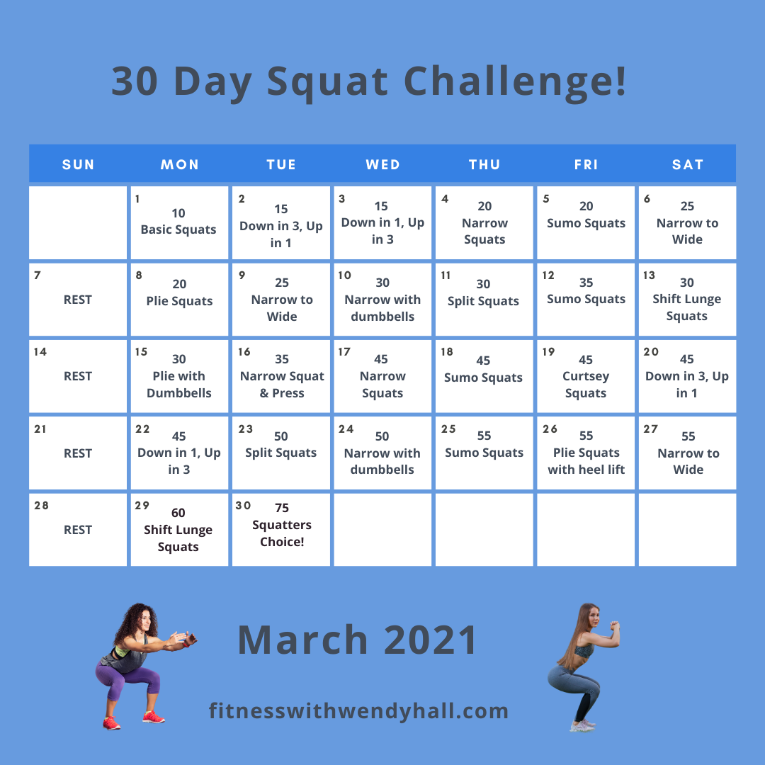 March Day Squat Challenge Fitness With Wendy Hall